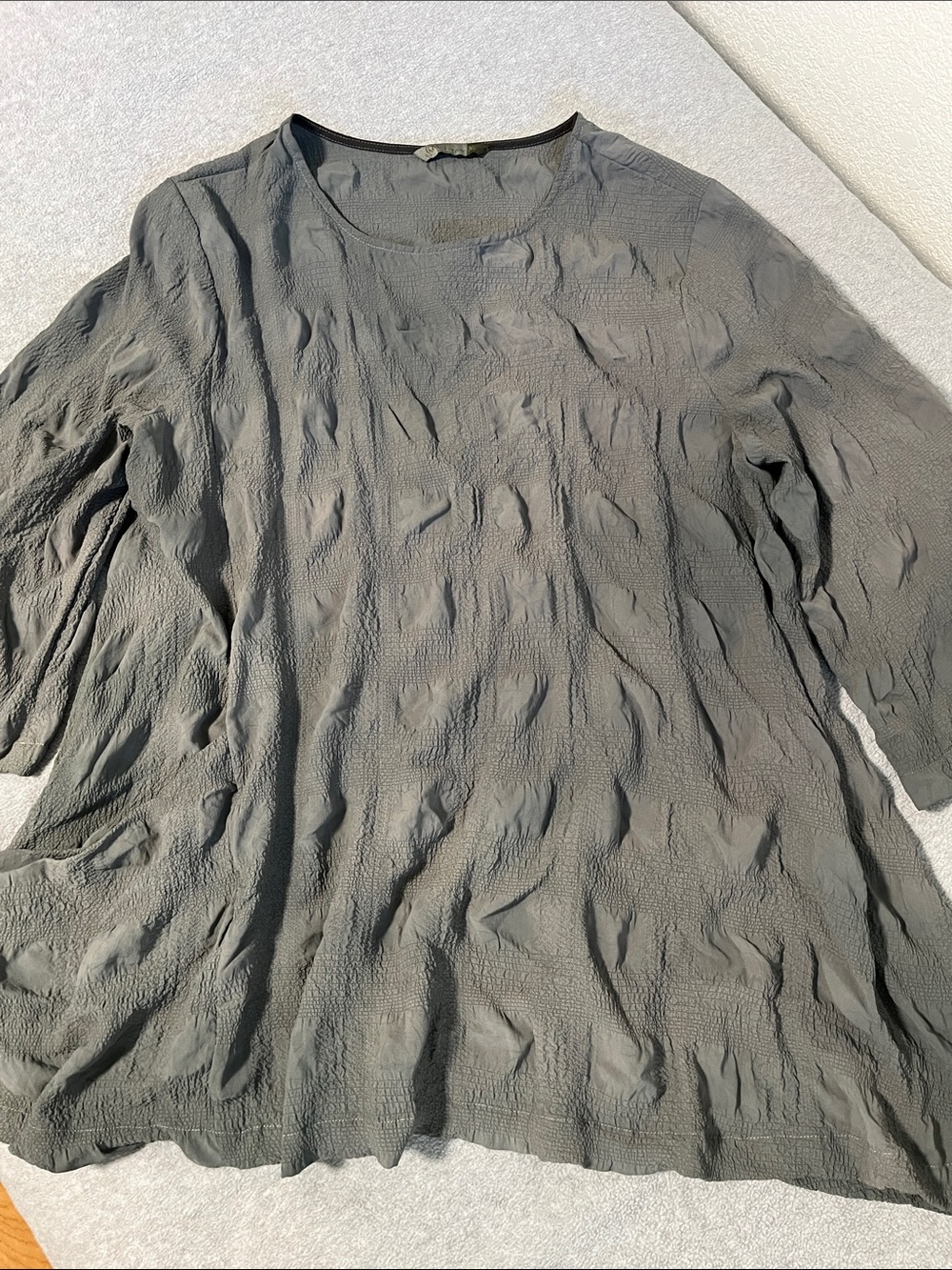 Chelet Et Ceci Tunic Top Lagenlook Boho Crinkle Textured Grunge Gray Avant Garde - Picture 2 of 11
